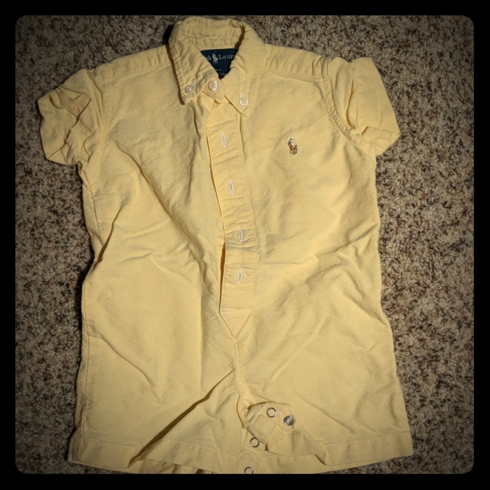 Yellow Ralph Lauren 9M onesie